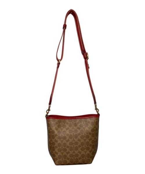COACH（コーチ）COACH (コーチ) シティ バケット バッグ ベージュ×レッドの古着・服飾アイテム