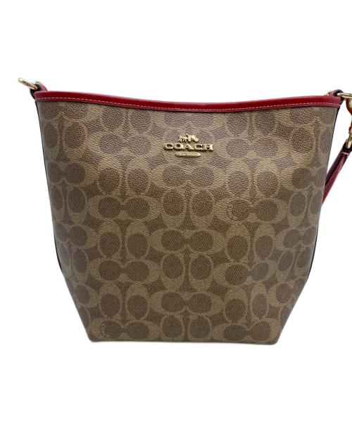COACH（コーチ）COACH (コーチ) シティ バケット バッグ ベージュ×レッドの古着・服飾アイテム