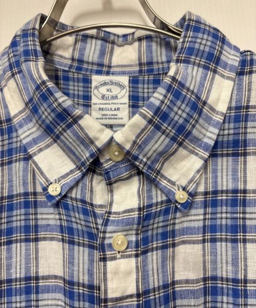 BROOKS BROTHERS（ブルックスブラザーズ）BROOKS BROTHERS (ブルックスブラザーズ) 半袖シャツ ホワイト×ブルー サイズ:XLの古着・服飾アイテム