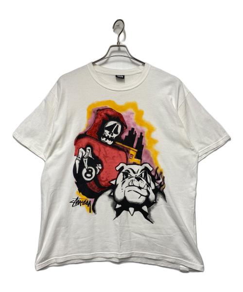 stussy（ステューシー）stussy (ステューシー) プリントTシャツ ホワイト サイズ:XLの古着・服飾アイテム