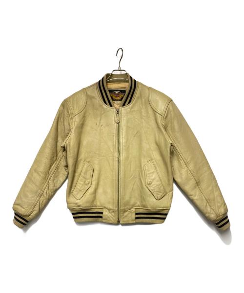 HARLEY-DAVIDSON（ハーレーダビッドソン）HARLEY-DAVIDSON (ハーレーダビッドソン) レザースタジャン ベージュ サイズ:Lの古着・服飾アイテム