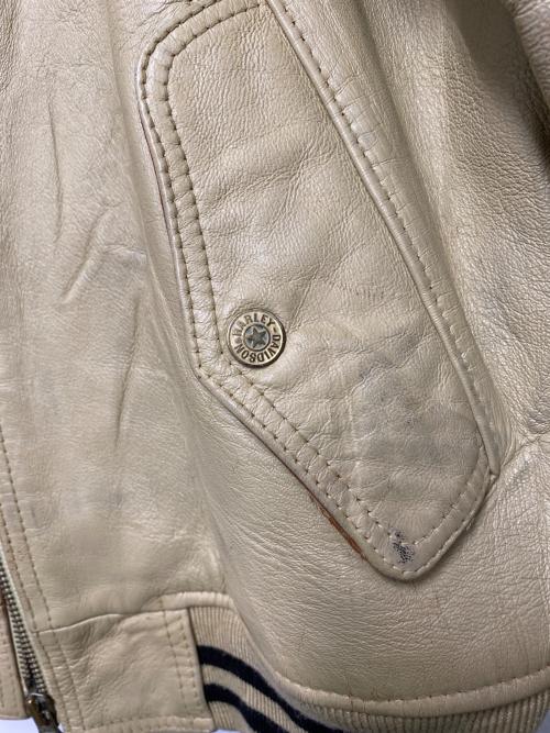 HARLEY-DAVIDSON（ハーレーダビッドソン）HARLEY-DAVIDSON (ハーレーダビッドソン) レザースタジャン ベージュ サイズ:Lの古着・服飾アイテム