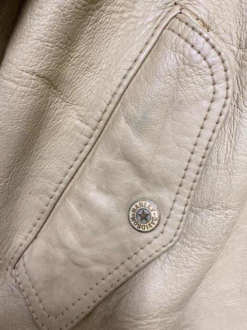 HARLEY-DAVIDSON（ハーレーダビッドソン）HARLEY-DAVIDSON (ハーレーダビッドソン) レザースタジャン ベージュ サイズ:Lの古着・服飾アイテム