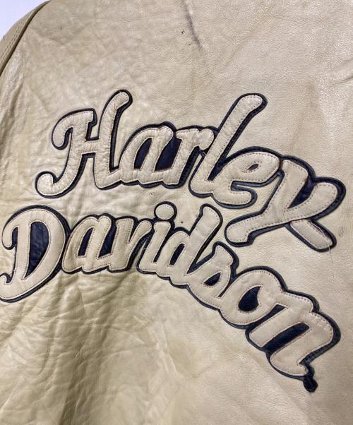 HARLEY-DAVIDSON（ハーレーダビッドソン）HARLEY-DAVIDSON (ハーレーダビッドソン) レザースタジャン ベージュ サイズ:Lの古着・服飾アイテム