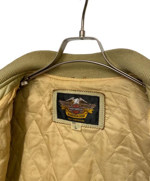HARLEY-DAVIDSON（ハーレーダビッドソン）HARLEY-DAVIDSON (ハーレーダビッドソン) レザースタジャン ベージュ サイズ:Lの古着・服飾アイテム