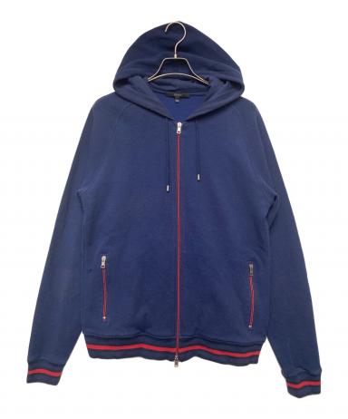 中古・古着通販】GUCCI (グッチ) ジップパーカー ネイビー×レッド