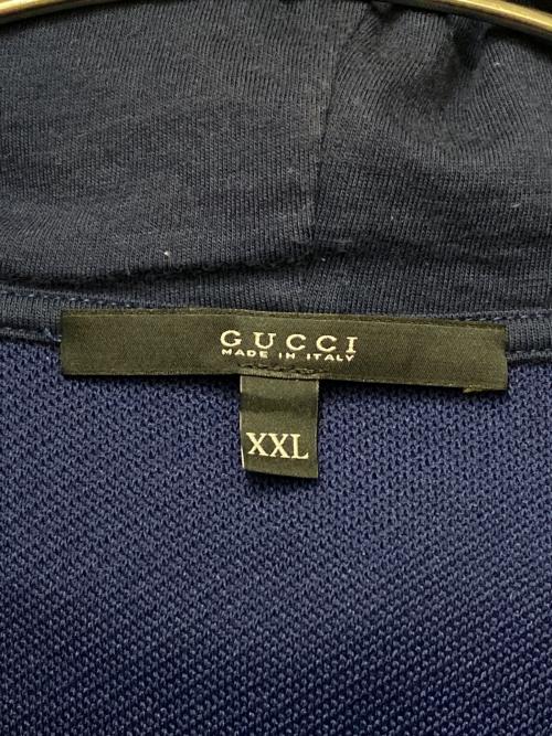 GUCCI（グッチ）GUCCI (グッチ) ジップパーカー ネイビー×レッド サイズ:XXLの古着・服飾アイテム