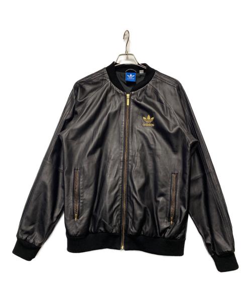 adidas Originals（アディダスオリジナル）adidas originals (アディダスオリジナル) レザーブルゾン ブラック サイズ:Oの古着・服飾アイテム