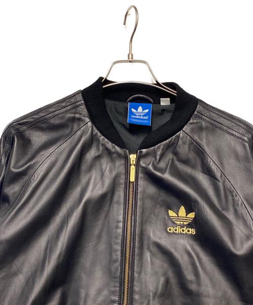 adidas Originals（アディダスオリジナル）adidas originals (アディダスオリジナル) レザーブルゾン ブラック サイズ:Oの古着・服飾アイテム