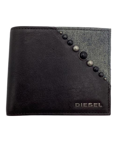 DIESEL（ディーゼル）DIESEL (ディーゼル) DIESEL　2つ折り財布 ブラック×インディゴの古着・服飾アイテム