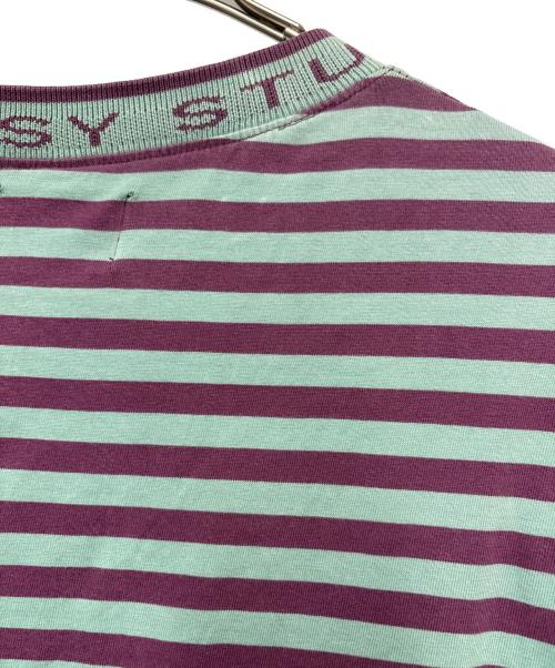 stussy（ステューシー）stussy (ステューシー) ボーダーカットソー パープル×グリーン サイズ:Mの古着・服飾アイテム