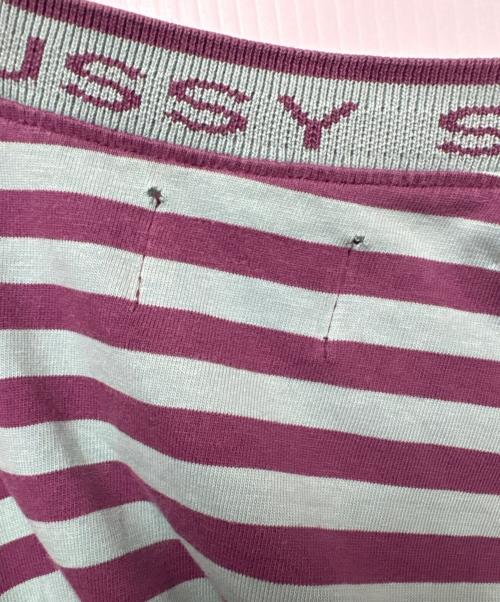 stussy（ステューシー）stussy (ステューシー) ボーダーカットソー パープル×グリーン サイズ:Mの古着・服飾アイテム