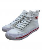 DIESELディーゼル）の古着「DIESEL　ハイカットスニーカー」｜ホワイト×レッド