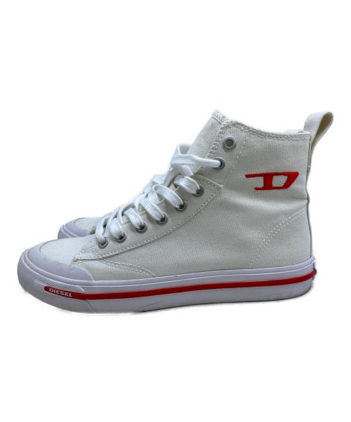 DIESEL（ディーゼル）DIESEL (ディーゼル) DIESEL　ハイカットスニーカー ホワイト×レッド サイズ:24の古着・服飾アイテム