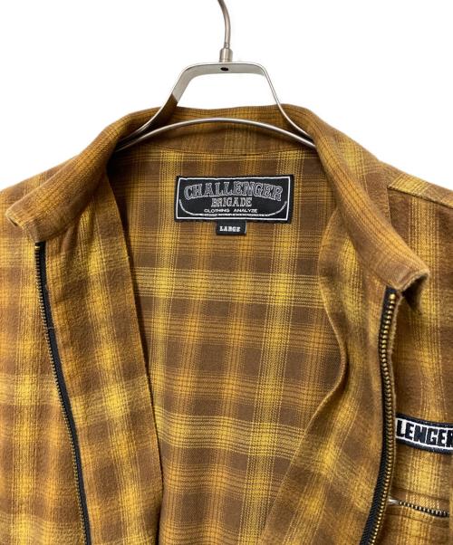 CHALLENGER（チャレンジャー）CHALLENGER (チャレンジャー) CHALLENGER　シャツジャケット ブラウン×イエロー サイズ:SIZE Lの古着・服飾アイテム