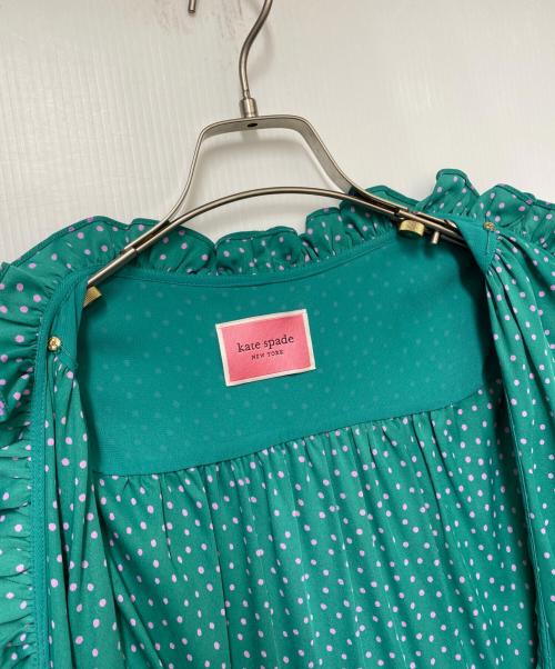 Kate Spade（ケイトスペード）Kate Spade (ケイトスペード) Kate Spade　ノースリーブワンピース グリーン×ピンク サイズ:SIZE 0の古着・服飾アイテム