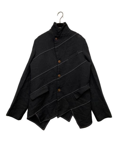 BLACK COMME des GARCONS（ブラックコムデギャルソン）BLACK COMME des GARCONS (ブラックコムデギャルソン) アシンメトリージャケット ブラック サイズ:Lの古着・服飾アイテム