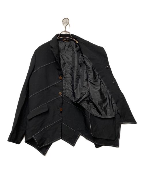 BLACK COMME des GARCONS（ブラックコムデギャルソン）BLACK COMME des GARCONS (ブラックコムデギャルソン) アシンメトリージャケット ブラック サイズ:Lの古着・服飾アイテム