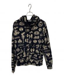 Hysteric Glamour（ヒステリックグラマー）の古着「総柄ジップパーカー」｜ブラック