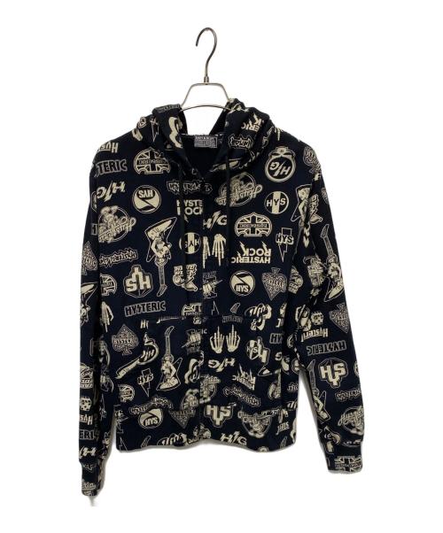 Hysteric Glamour（ヒステリックグラマー）Hysteric Glamour (ヒステリックグラマー) 総柄ジップパーカー ブラック サイズ:Lの古着・服飾アイテム