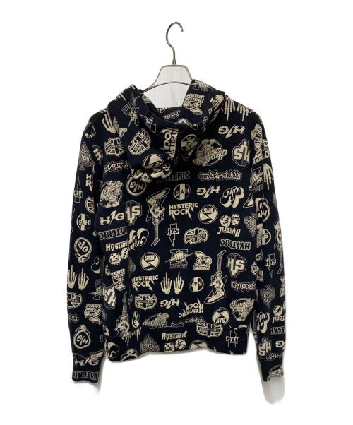 Hysteric Glamour（ヒステリックグラマー）Hysteric Glamour (ヒステリックグラマー) 総柄ジップパーカー ブラック サイズ:Lの古着・服飾アイテム