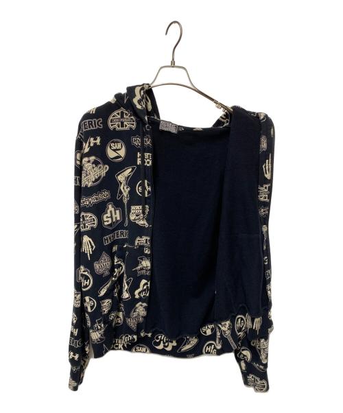 Hysteric Glamour（ヒステリックグラマー）Hysteric Glamour (ヒステリックグラマー) 総柄ジップパーカー ブラック サイズ:Lの古着・服飾アイテム
