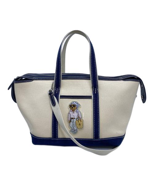 RALPH LAUREN（ラルフローレン）RALPH LAUREN (ラルフローレン) ハンドバッグ ホワイト×ブルーの古着・服飾アイテム
