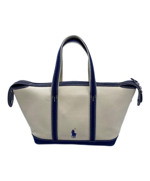 RALPH LAUREN（ラルフローレン）RALPH LAUREN (ラルフローレン) ハンドバッグ ホワイト×ブルーの古着・服飾アイテム