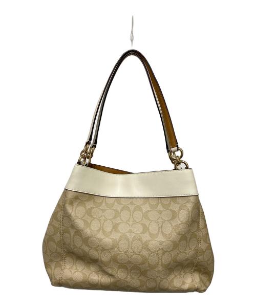 COACH（コーチ）COACH (コーチ) ハンドバッグ ベージュ×ホワイトの古着・服飾アイテム