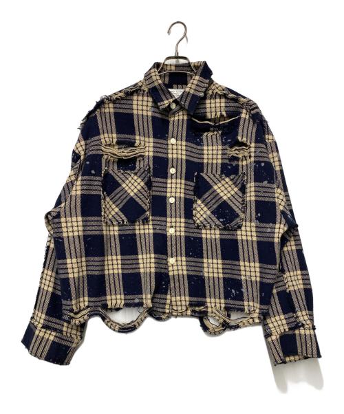 DANKE SCHON（ダンケ シェーン）Danke schon (ダンケ シェーン) 長袖シャツ ベージュ×ネイビー サイズ:Mの古着・服飾アイテム