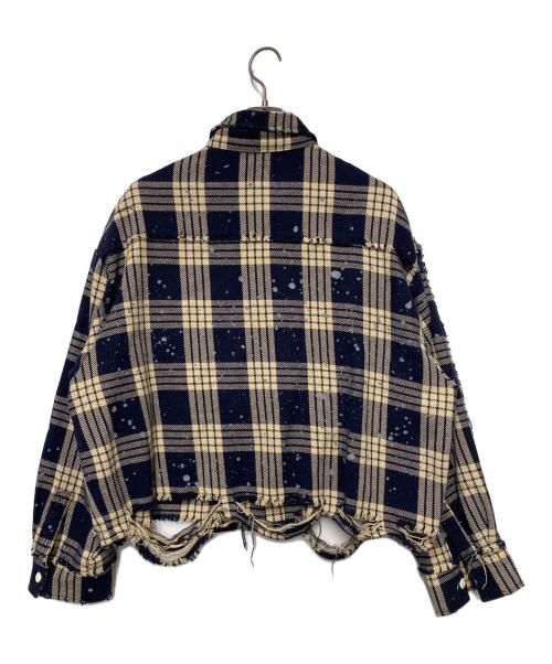 DANKE SCHON（ダンケ シェーン）Danke schon (ダンケ シェーン) 長袖シャツ ベージュ×ネイビー サイズ:Mの古着・服飾アイテム