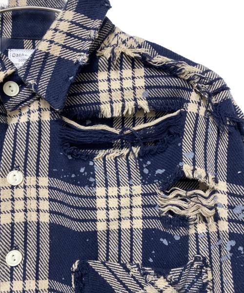 DANKE SCHON（ダンケ シェーン）Danke schon (ダンケ シェーン) 長袖シャツ ベージュ×ネイビー サイズ:Mの古着・服飾アイテム