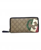 GUCCIグッチ）の古着「ラウンドファスナー財布」｜ブラウン