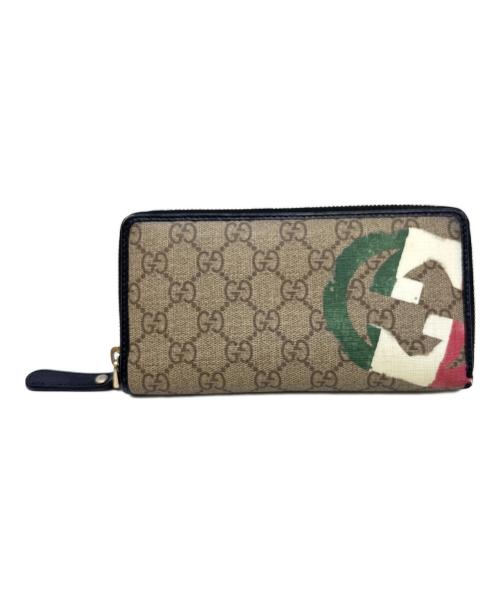 GUCCI（グッチ）GUCCI (グッチ) ラウンドファスナー財布 ブラウンの古着・服飾アイテム