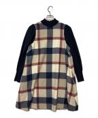 BLUE LABEL CRESTBRIDGEブルーレーベルクレストブリッジ）の古着「長袖ワンピース」｜ベージュ×ネイビー