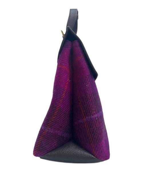 Harris Tweed（ハリスツイード）Harris Tweed (ハリスツイード) Samantha Thavasa (サマンサタバサ) ハンドバッグ パープル×グレーの古着・服飾アイテム