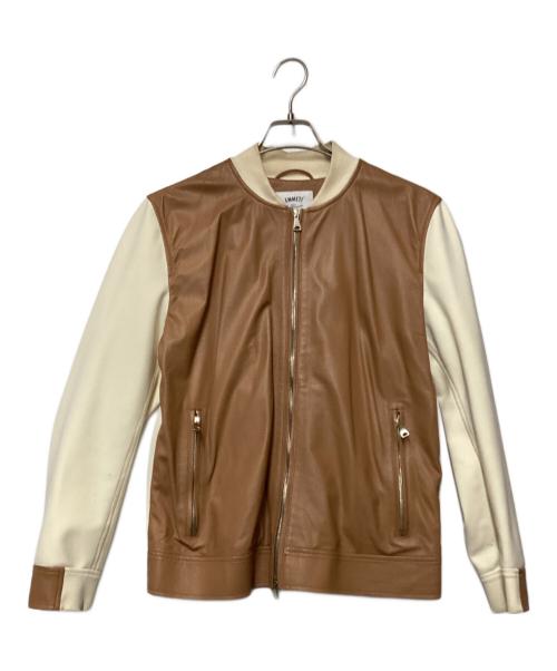 EMMETI（エンメティ）EMMETI (エンメティ) DESIGNWORKS (デザインワークス) コンビブルゾン ブラウン×ベージュ サイズ:48の古着・服飾アイテム