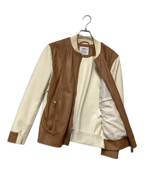 EMMETI（エンメティ）EMMETI (エンメティ) DESIGNWORKS (デザインワークス) コンビブルゾン ブラウン×ベージュ サイズ:48の古着・服飾アイテム
