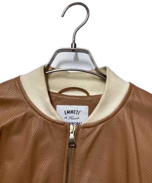 EMMETI（エンメティ）EMMETI (エンメティ) DESIGNWORKS (デザインワークス) コンビブルゾン ブラウン×ベージュ サイズ:48の古着・服飾アイテム