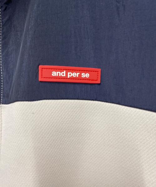 and per se（アンパスィ）and per se (アンパスィ) ゴルフウェア(トップス) グレー×ネイビー サイズ:XLの古着・服飾アイテム