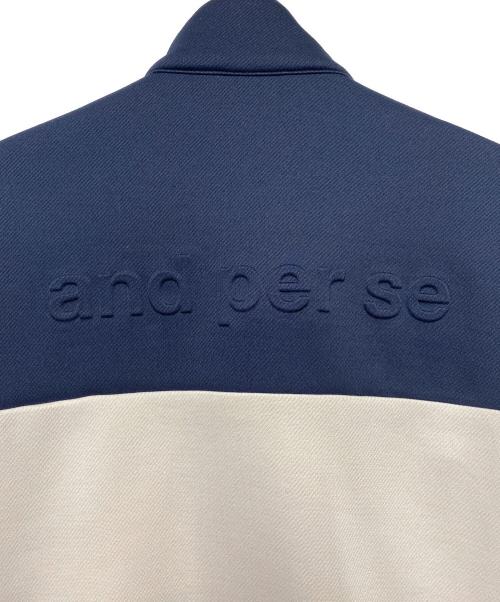 and per se（アンパスィ）and per se (アンパスィ) ゴルフウェア(トップス) グレー×ネイビー サイズ:XLの古着・服飾アイテム