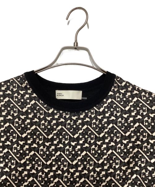 TORY BURCH（トリーバーチ）TORY BURCH (トリーバーチ) 長袖ワンピース ホワイト×ブラック サイズ:Sの古着・服飾アイテム