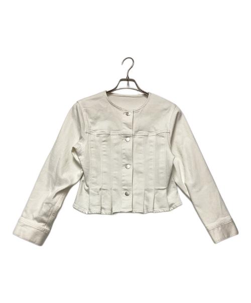 ANAYI（アナイ）ANAYI (アナイ) ストレッチデニムノーカラー デニムジャケット ホワイト サイズ:36の古着・服飾アイテム