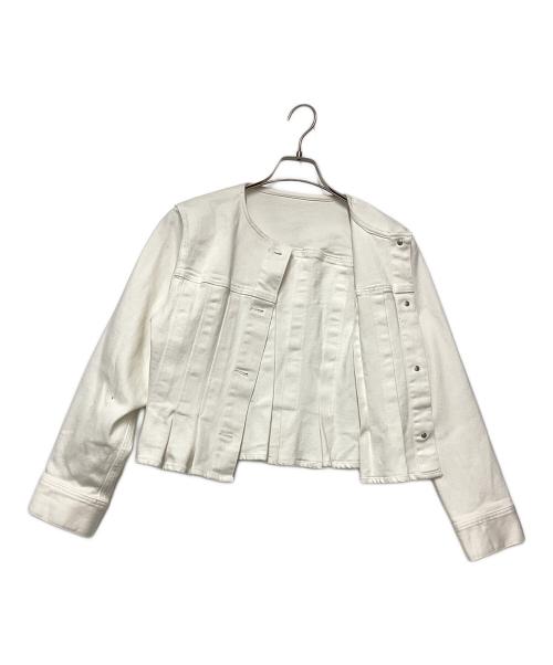 ANAYI（アナイ）ANAYI (アナイ) ストレッチデニムノーカラー デニムジャケット ホワイト サイズ:36の古着・服飾アイテム