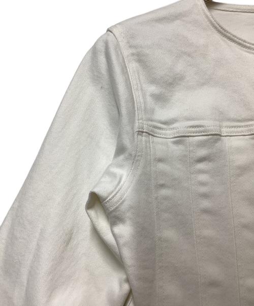 ANAYI（アナイ）ANAYI (アナイ) ストレッチデニムノーカラー デニムジャケット ホワイト サイズ:36の古着・服飾アイテム