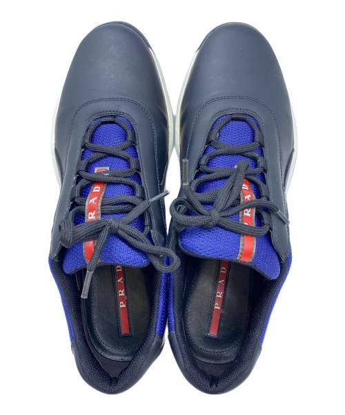 PRADA SPORTS（プラダスポーツ）PRADA SPORTS (プラダスポーツ) レザースニーカー ブラック×ブルー サイズ:size 9の古着・服飾アイテム
