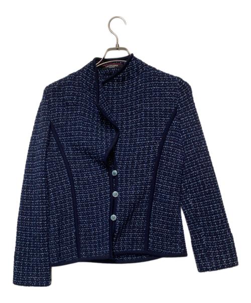 LEONARD FASHION（レオナールファッション）LEONARD FASHION (レオナールファッション) ニットジャケット ネイビー サイズ:38の古着・服飾アイテム