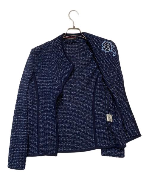 LEONARD FASHION（レオナールファッション）LEONARD FASHION (レオナールファッション) ニットジャケット ネイビー サイズ:38の古着・服飾アイテム