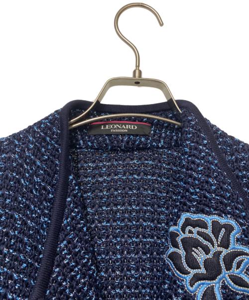 LEONARD FASHION（レオナールファッション）LEONARD FASHION (レオナールファッション) ニットジャケット ネイビー サイズ:38の古着・服飾アイテム