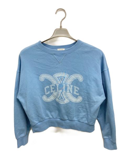 CELINE（セリーヌ）CELINE (セリーヌ) トリオンフ プリント ルーズスウェット スカイブルー サイズ:Sの古着・服飾アイテム